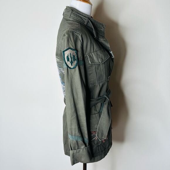Love Stitch Green Belted Embroidered Utility Jacket - Picture 4 of 7